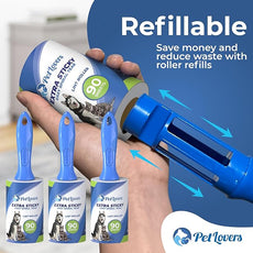 PetLovers Extra Sticky Lint Roller Value Set 270 Sheets for Pet Hair Removal and Clothes, Dog and Cat Lint Remover, 3 Pack