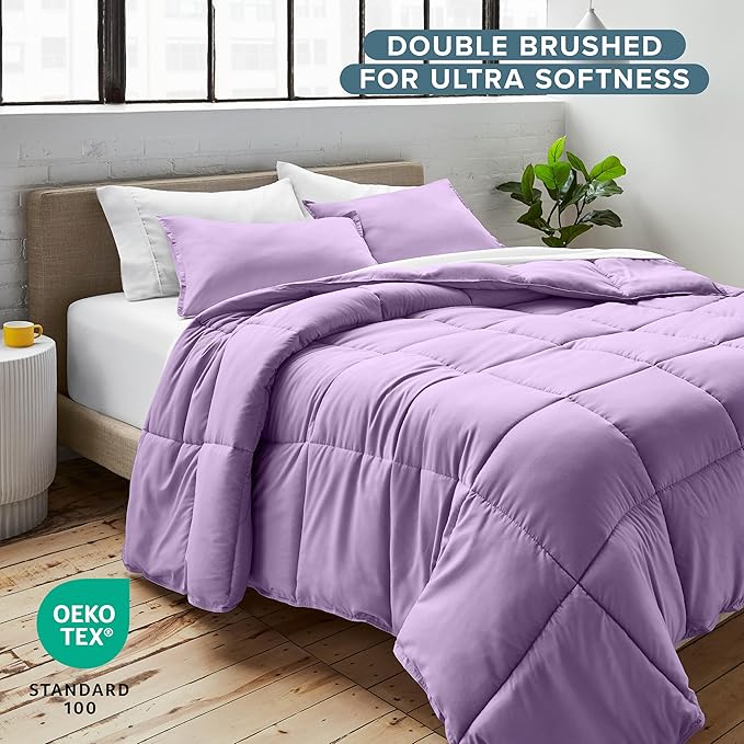 Bare Home Comforter Set - Oversized Queen Size - Ultra-Soft - Goose Down Alternative - Premium 1800 Series - All Season Warmth (Oversized Queen, Lavender)