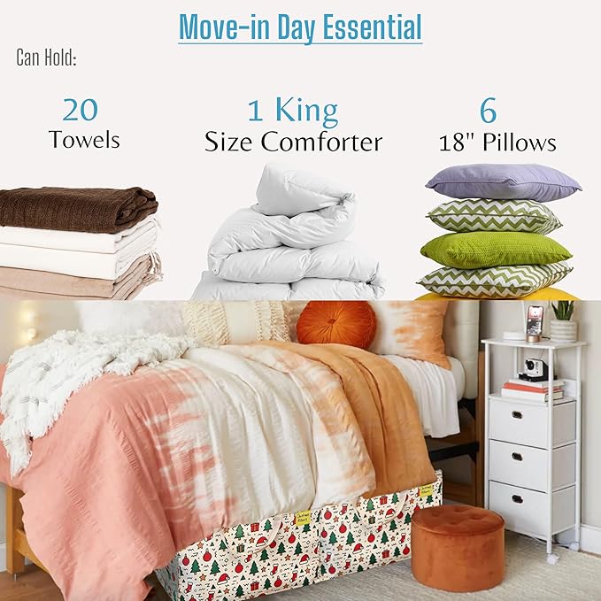 VENO 6 Pack Moving Bags and Large Christmas Decoration Storage Bins with lids. Alternative to Moving Boxes, Packing Supplies for College. Heavy Duty Totes (Jingle Mix, 6 Pack)