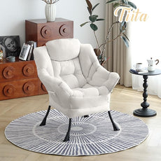 Tiita Lazy Chair, Modern Large Accent Lounge Armchair, Comfy Leisure Sofa Reading Chair for Bedroom, Living Room, Dorm Rooms, Garden and Courtyard, Beige