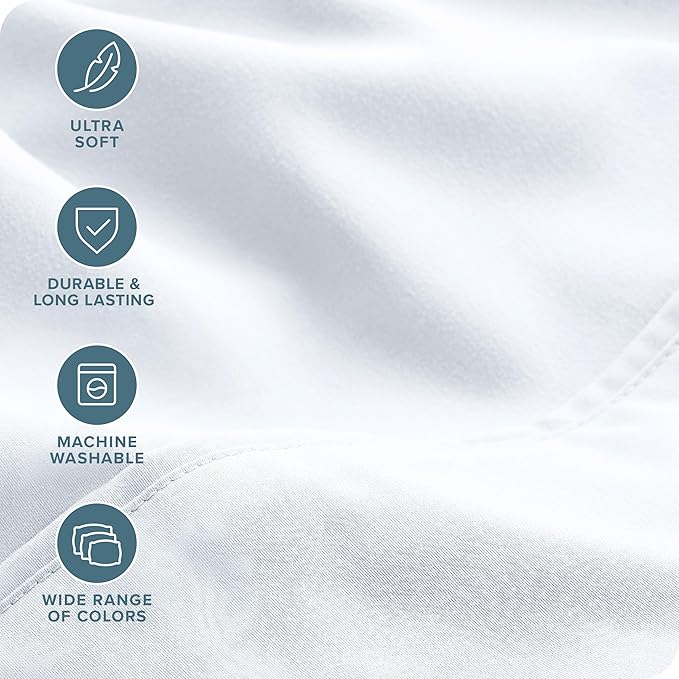 Bare Home Hotel Luxury Split Head Flex King Sheet Set, Extra Soft, Deep Pockets, Easy Fit, Cooling & Breathable, Wrinkle, Fade, Stain Resistant, with 4 Pillowcases (Split Head Flex King, White)