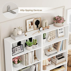 FOTOSOK 6-Tier Open Bookcase and Bookshelf Set of 2, Freestanding Display Storage Shelves Tall Bookcase for Bedroom, Living Room and Office, White