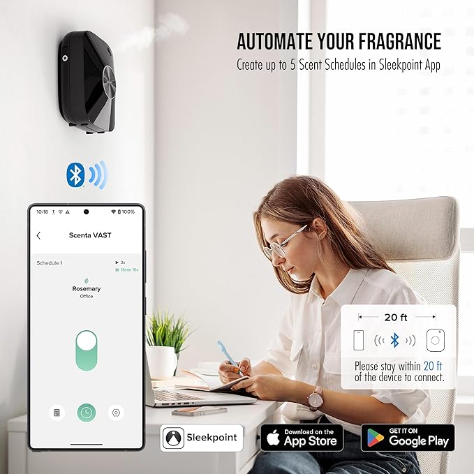 Airversa Smart Waterless Essential Oil Diffuser, 400mL Capacity with 200mL Fragrance Scent Oils, Up to 2000 sq ft Scent Air Machine with 12A1V Power Adapter for Large Room, ANA Black Kit