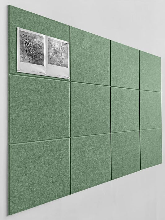 Green Bulletin Board | Large Cork Boards Alternative for Walls | Felt Cork Board for Office, Home & Classroom | Green Office Classroom Supplies | Felt Wall Tiles (12-Pack) | Forest Green