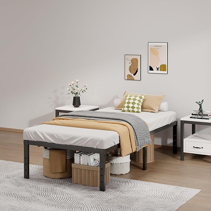 Metal Bed Frame Twin XL Size - 16 Inch Heavy-Duty Twin XL Platform Bed Frame No Box Spring Needed, Easy Assembly, Noise-Free, Sturdy Mattress Foundation, Underbed Storage Space