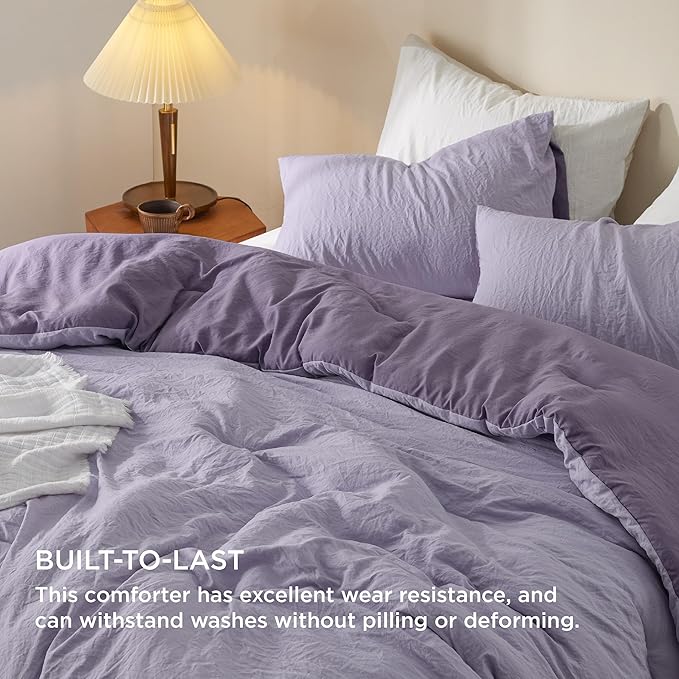 Bedsure Twin/Twin XL Comforter Set, Reversible Purple Soft Prewashed Bedding for All Seasons, 2 Pieces Warm Down Alternative Bed Set, 1 Lightweight Comforter (68"x88") and 1 Pillowcase