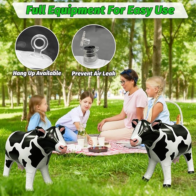 37" Long Inflatable Cow for Inflatable UFO 22" Tall Giant Cow Blow Up Decorations Animals Theme Outdoor Party Indoor Decor