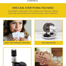 Essence Pearl Travel Case - Wearable Aromatherapy Kit with Nasal Diffuser Rings, Soaking Bay, and 5mL Essential Oil – Portable Wellness Gift Set for On?The?Go Self Care