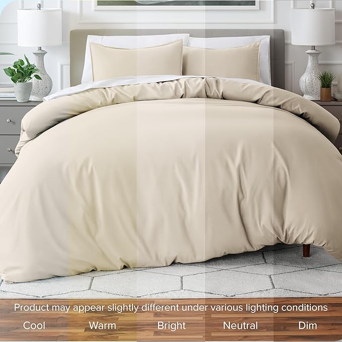 Bare Home Bedding Duvet Cover Oversized King Size - Premium 1800 Super Soft Collection - Lightweight, Duvet Cover - Soft Textured Bedding (Oversized King, Sand)