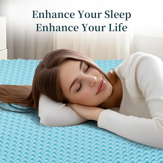 2 Inch Mattress Topper, Twin XL Size Memory Foam Mattress Topper with Cooling Gel, Egg Crate Mattresses Top, Plush Feel, Breathable, Pressure Relief for Bedroom, Twin XL