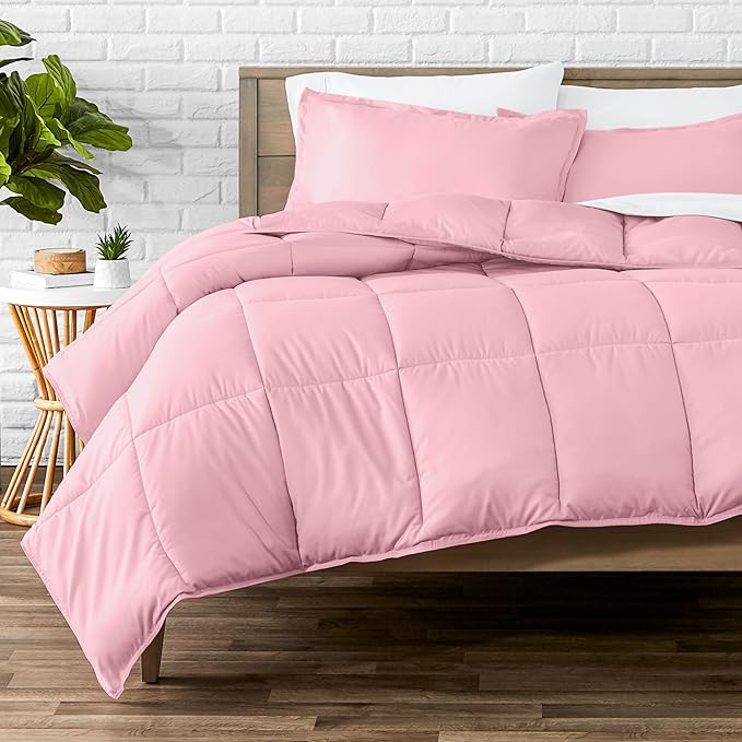 Bare Home Comforter Set - Queen Size - Ultra-Soft - Goose Down Alternative - Premium 1800 Series - All Season Warmth (Queen, Light Pink)