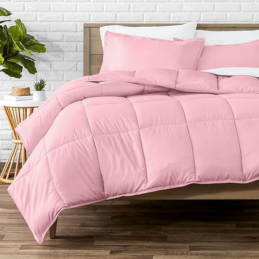 Bare Home Comforter Set - Queen Size - Ultra-Soft - Goose Down Alternative - Premium 1800 Series - All Season Warmth (Queen, Light Pink)