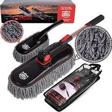 Car Duster Set,Car Duster Exterior Scratch Free with Extendable Handle,Large and Small Auto Brushes Remove Dust for RV and Trucks,Microfiber Interior Brush