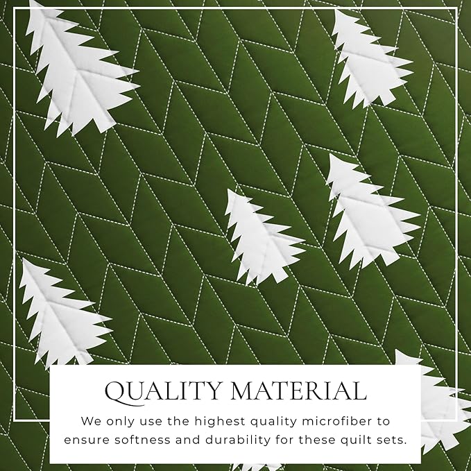 Great Bay Home Full/Queen Reversible Rustic Lodge Olive Bedspread Quilt with Shams - All Season Cabin Coverlet Bedding Set (Includes 1 Quilt, 2 Pillow Shams)