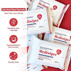 Mediwiper 20 Count Alcohol-Free Sanitizing Wipes Disinfecting Large Unscented Wet Wipes Bulk, Hand Sanitizer (20 Wipes, 100 Wipes (20 * 5))