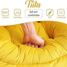 Tiita Lazy Chair with Ottoman, Modern Large Accent Lounge Armchair, Comfy Leisure Sofa Reading Chair with Footrest for Bedroom, Living Room, Dorm Rooms, Garden and Courtyard, Velvet Yellow