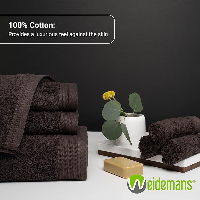 Premium 8 Pieces Towel Set Including 2 Bath Towels 30" x 56", 2 Hand Towels 18" x 30" and 4 Washcloths 13" x 13" - Color: Chocolate | Pure Cotton |Machine Washable high Absorbency