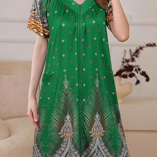 Ekouaer Women Robe Zipper Front Mumu Duster Robes Zip Up Housecoat Soft Sleepwear with Pockets