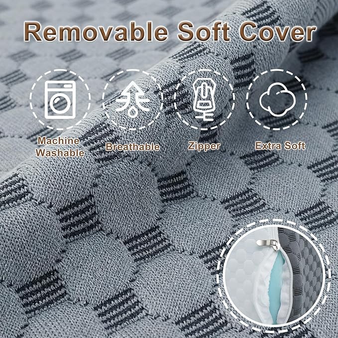 Bed Reading Pillow Back Support with Arms, Removable Pillowcase for Book Working Gaming Resting Watching TV, White/22in