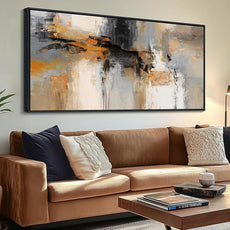 AJAZIKO Large Abstract Canvas Wall Art - Wall Art for Living Room and Bedroom, Modern Wall Decor in Orange and Gray Hues, Perfect Office Decorations for Work