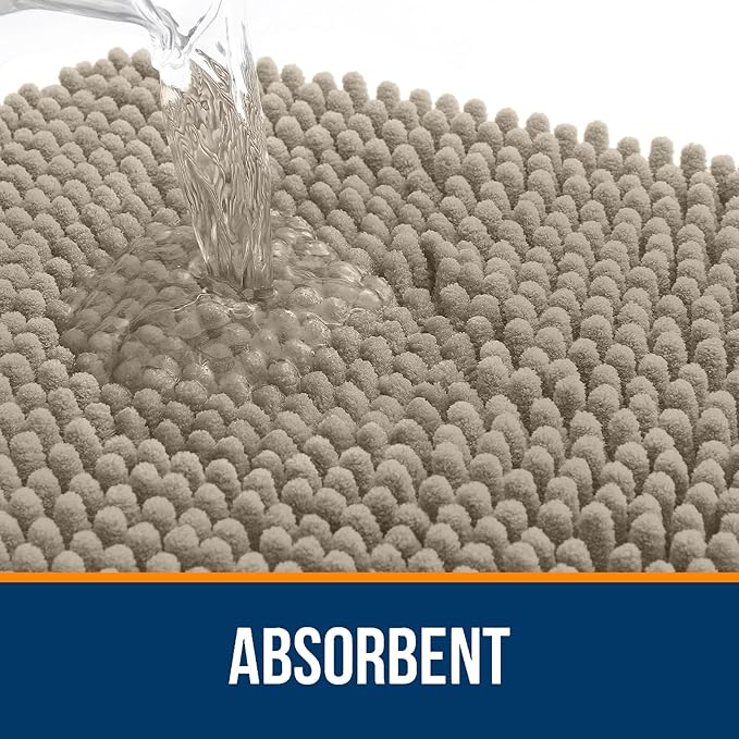 OLANLY Bathroom Rugs 24x16, Extra Soft Absorbent Chenille Bath Rugs, Rubber Backing Quick Dry, Machine Washable Bath Mats for Bathroom Floor, Tub and Shower, Home Decor Accessories, Warm Taupe