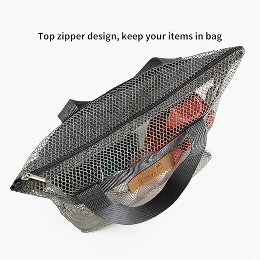 Mesh Shower Caddy Bag Portable Hanging Toiletry and Bath Organizer with Zipper for Travel, Gym, Camping, College Dorms, Beach