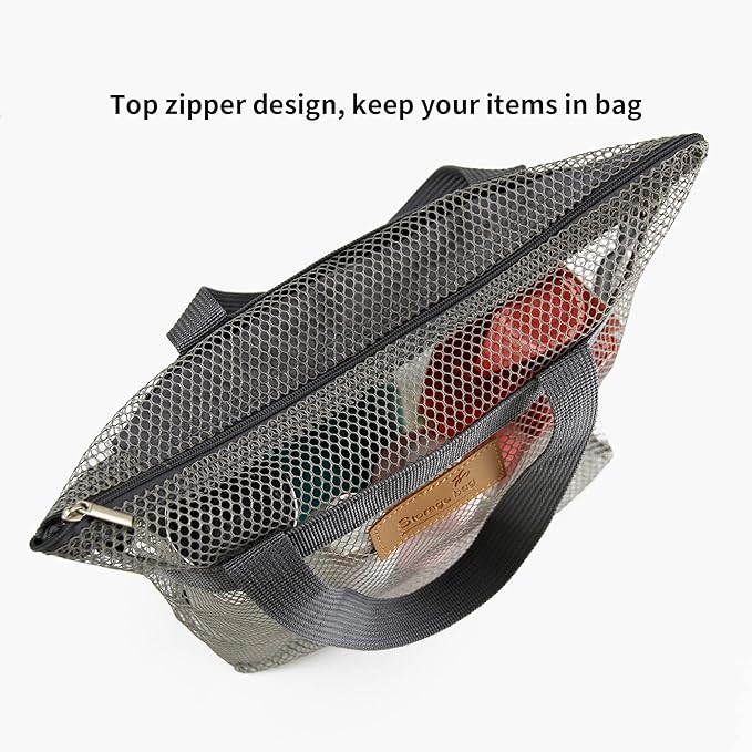 Mesh Shower Caddy Bag Portable Hanging Toiletry and Bath Organizer with Zipper for Travel, Gym, Camping, College Dorms, Beach