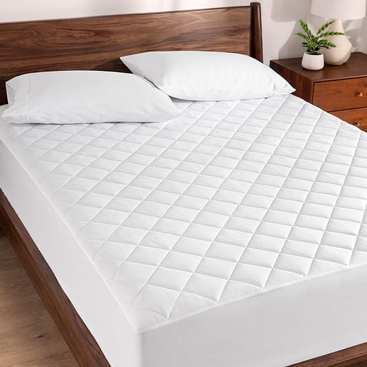 Bare Home Quilted Fitted Mattress Pad (Cal King) - Cooling Mattress Cover - Easily Washable - Elastic Fitted Cover for Mattress - Stretch-to-Fit up to 15 Inches Deep (California, King)