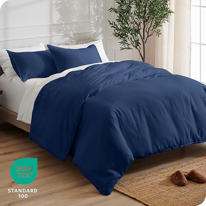 Bare Home Bedding Duvet Cover Full Size - Premium 1800 Super Soft Collection - Lightweight, Cooling Duvet Cover - Soft Breathable Bedding (Full, Dark Blue)