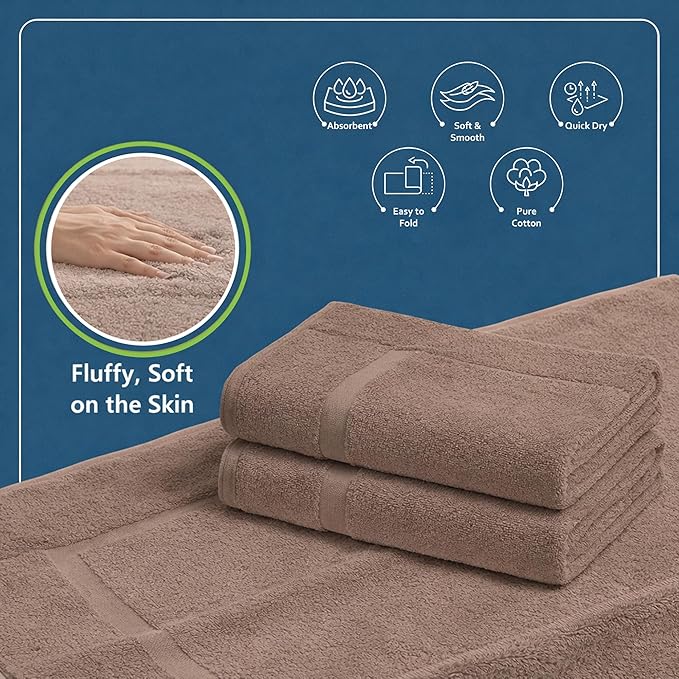 Rajlinen Cotton Bath Mat 2 Pack 23x36-100% Cotton 500 GSM Highly Absorbent Hotel Spa Bathroom Floor Mats, Aesthetic Acron Bath Mat Towels, Machine Washable Shower/Bathtub Rugs