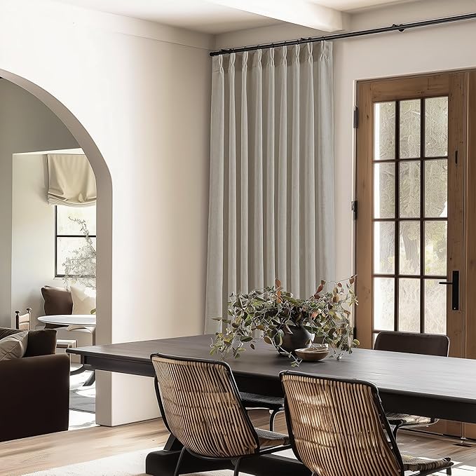 Taupe 60 Inch Wide Curtains 96 Inches Long for Living Room Light Filtering Semi Sheer Modern Farmhouse Pleated Curtain with Hooks Rings for Patio Sliding Door Large Window Burlywood Birch 1 Panel