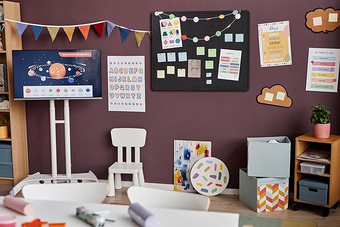 Large Bulletin Board - Foldable 24x18 Inches Cork Board Alternative with 20 Push Pins, Self-Adhesive Felt Bulletin Board for Wall, Home Office Classroom Decor
