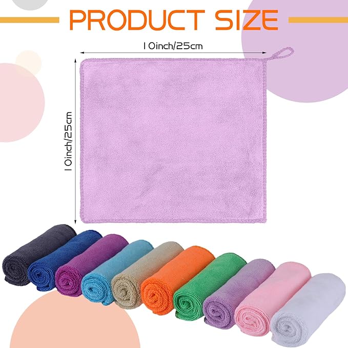 Newwiee 40 Pcs Wash Cloth Bulk Cotton Bath Hand Face Washcloths Soft Quick Drying Towel for Women Bathroom Washing Body Viscose Fiber Multipurpose Fingertip Rags(Bright Color,10 x 10 Inch)
