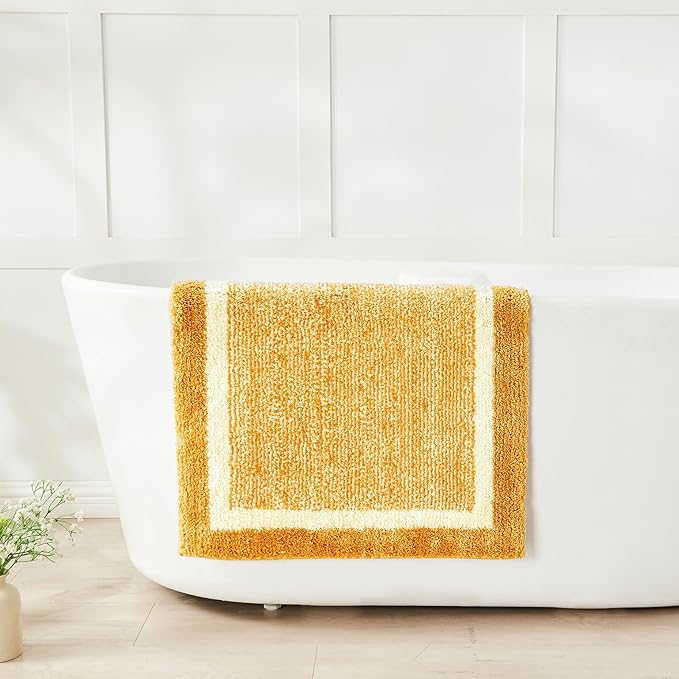 CozeCube Bath mats for Bathroom Non Slip, Fluffy Absorbent Microfiber Bath mat Washable, Aesthetic Bathroom Rugs, Long Harvest Gold Bath mat, Harvest Gold, 47" x 24"
