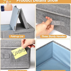 punemi Under Bed Storage Containers, 3 Pcs Large Blanket Clothes Storage Bag, Long Flat Firm Sides Underbed Organization And Storage w/ 3 Handles & Lid For Comforter Toy Closet, 31.1*15.7*6 inch Tall