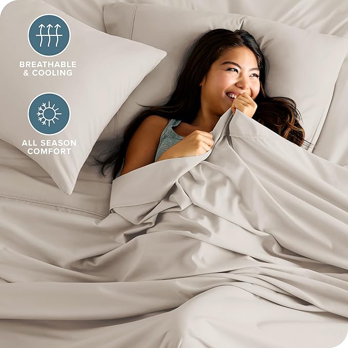 Bare Home Twin XL Sheet Set - 1800 Ultra-Soft Microfiber Twin Extra Long Bed Sheets - Double Brushed - Deep Pockets - Easy Fit - Extra Soft - 3 Piece Set - Bed Sheets & Pillowcases (Twin XL, Wheat)