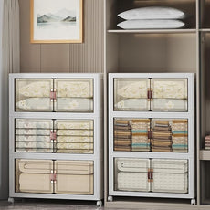 Extra Large Stackable Storage Bins with Lids & Wheels & Door, 960QT-160QT/40GAL*6Pack Foldable Collapsible Closet Organizers, Plastic containers drawers for bedroom Dorm