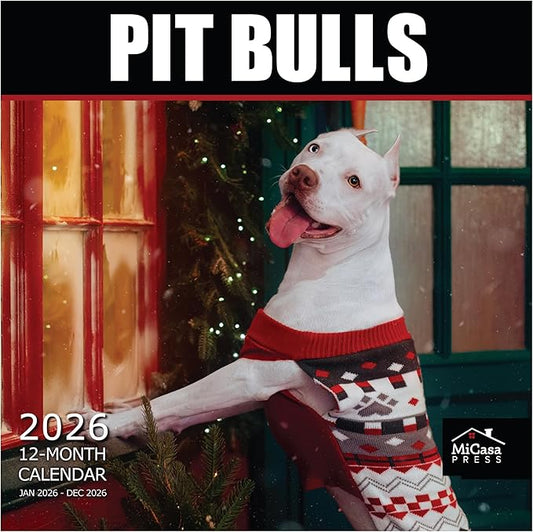 MICASA PRESS Pit Bulls 2026 Wall Calendar 12 Month | 12" x 24" Open | Thick & Sturdy Paper | Holiday Gift | Cute Puppy Dog Calendar 2026