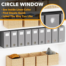 SpaceAid 9 Pack Bed Sheet Organizers and Storage, Foldable Sheet Organizer with Window for Linen Closet, Set Folder Keeper for Queen & King Size Bedding Storage (Gray)