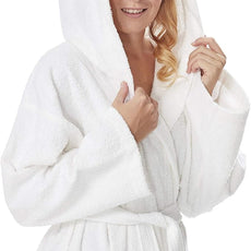 Arus Women's Hooded Classic Bathrobe Turkish Cotton Robe with Full Length Options