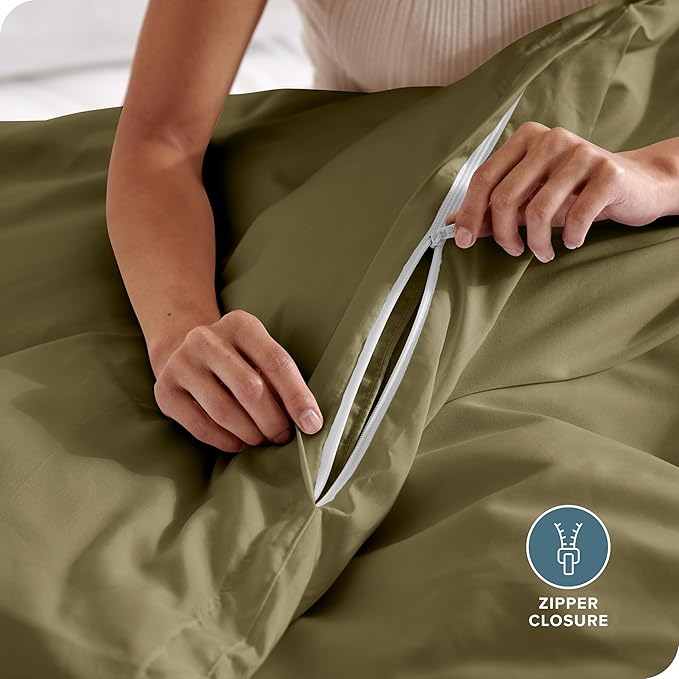 Bare Home Bedding Duvet Cover King Size - Premium 1800 Super Soft Collection - Lightweight, Cooling - Soft Breathable Bedding Duvet Cover (King, Olive)