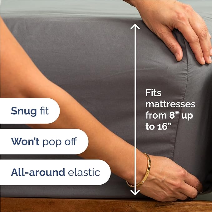 Split King 7 Piece Sheet Set - Cooling & Breathable Bed Sheets - Hotel Luxury Bed Sheets for Women, Men, Kids & Teens - Deep Pockets - Easy Fit - Soft and Wrinkle Free - Split King Dark Grey Sheets
