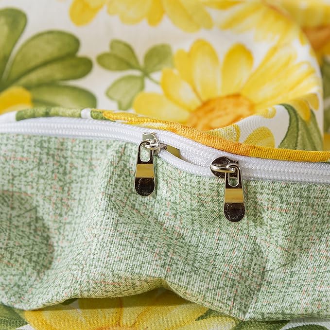 FADFAY Sunflower Duvet Cover Set Full Vintage Yellow Daisy Floral Bedding Shabby Botanical Comforter Cover Set 100% Percale Cotton Ultra Soft Quilt Cover with Hidden Zipper Closure 3Pcs, Full Size