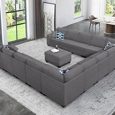 Legend Vansen Modular Sectional Sofa U Shaped Couch with Ottoman Modern Reversible Corner Sectional Couch for Living Room (Dark Grey, U Shaped Sofa-6)