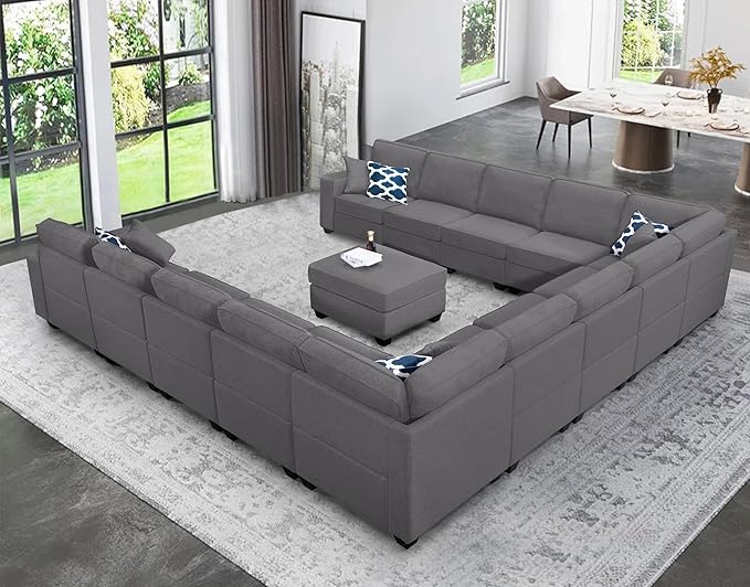 Legend Vansen Modular Sectional Sofa U Shaped Couch with Ottoman Modern Reversible Corner Sectional Couch for Living Room (Dark Grey, U Shaped Sofa-6)