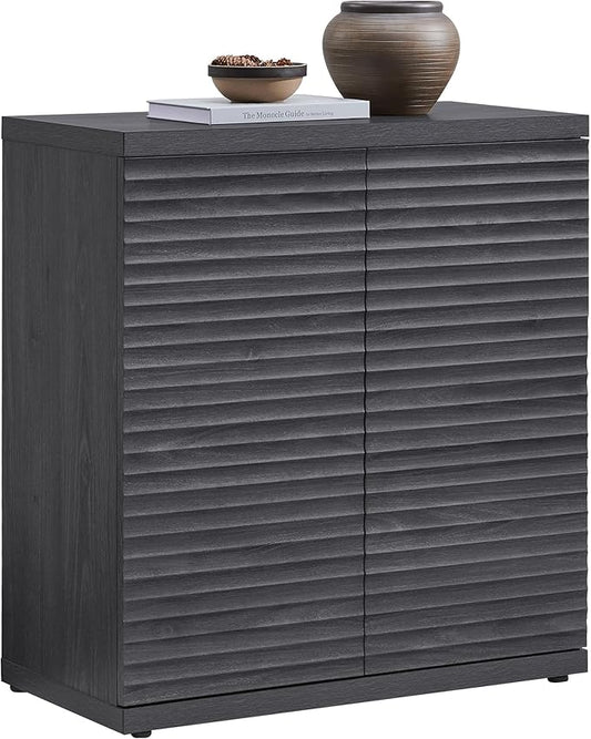 SICOTAS Buffet Cabinet with Storage Accent Sideboard Modern Credenza with Doors & Shelves Fluted Media Console Mid Century Coffee Bar Table for Living Room Kitchen Dining Room Hallway (1PCS)