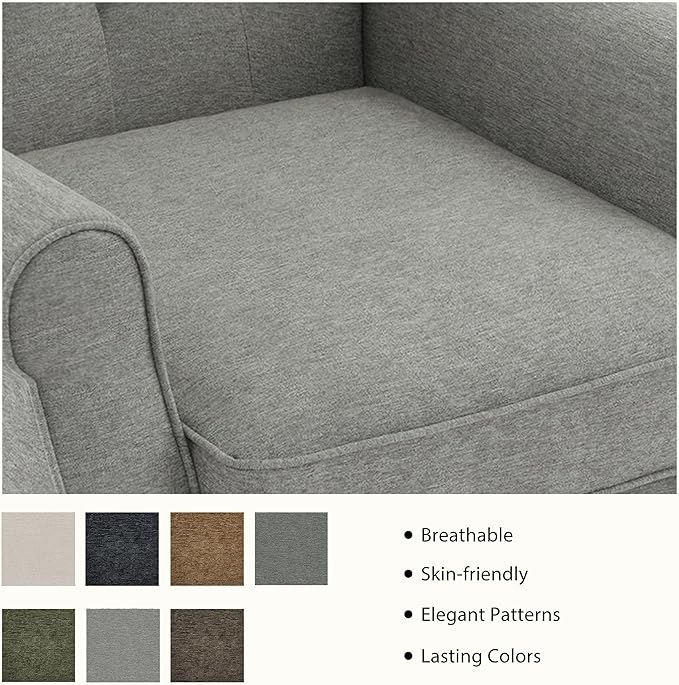 Lumibee High Back Accent Chair Set of 2,Upholstered Wingback Armchair with Solid Wood Legs for Small Spaces,Comfy Single Sofa Chair for Living Room,Bedroom,Office-Light Gray