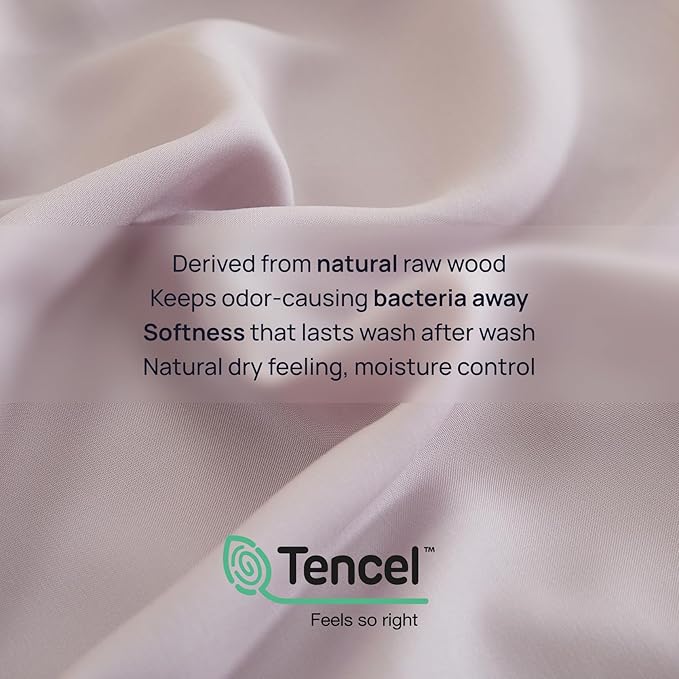 Queen Size 4 Piece Bed Sheet Sets, DeepSleep Tech Luxury Bedding Made with 100% Tencel Lyocell - Silky, Lustrous & Gentle on Skin | After Dark (2 Sheets, 2 Pillow Cases)