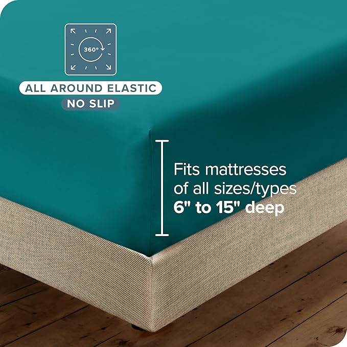 Bare Home Hotel Luxury Full Sheet Set, Extra Soft - 6 Piece Set - Deep Pockets - Easy Fit - Cooling & Breathable - Wrinkle, Fade, Stain Resistant - Includes 4 Pillowcases (Full, Emerald)