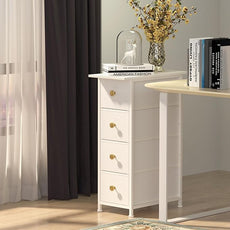 GiftGo Narrow Dresser Cabinet Vertical Slim Dresser Chest of Drawers Skinny Storage Tower for Small Spaces Gaps Closet Bedroom Bathroom Small Fabric Drawer Unit (White, 4 Drawers)
